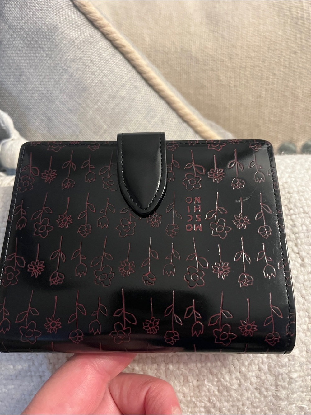 Moschino Black Wallet with Pink Floral Print - Picture 3 of 8